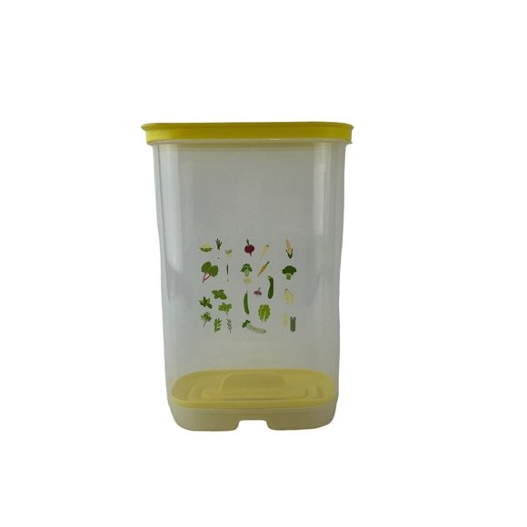 Tupperware Fridgesmart Vertical Container Slider Seal Vent Tab Grid Yellow 3 Qt - Picture 3 of 6